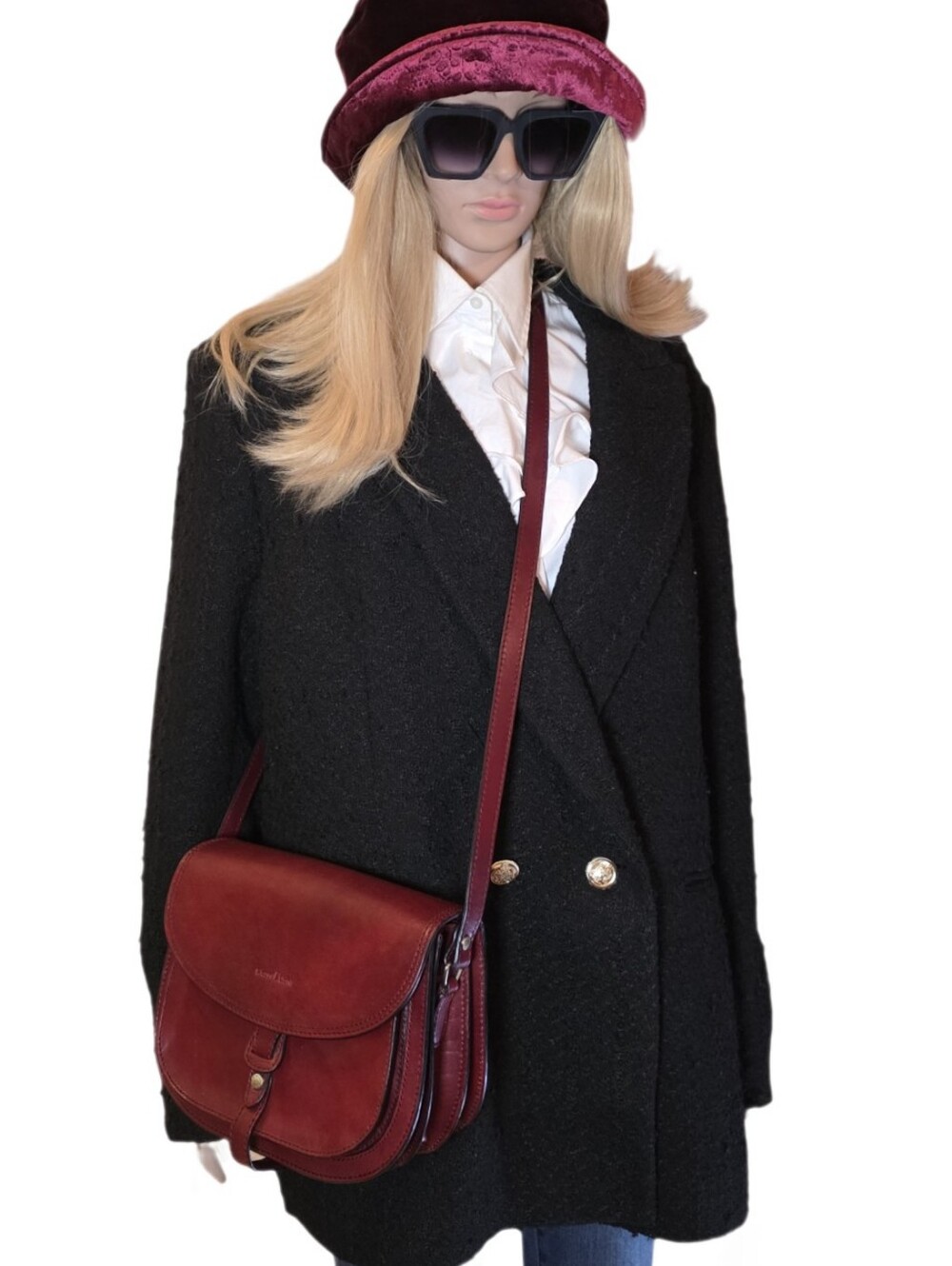 Gianni Conti Italy Red Leather Classic Saddle Bag Crossbody
